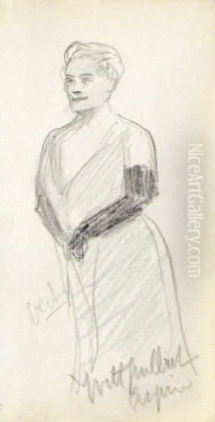 Yvette Guilbert Oil Painting by Edouard Deverin