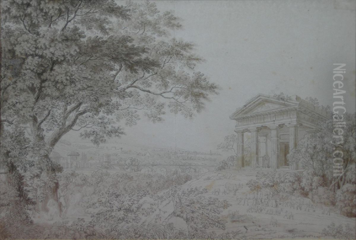 Romantic Landscape With A Temple Oil Painting by Anthony Devis