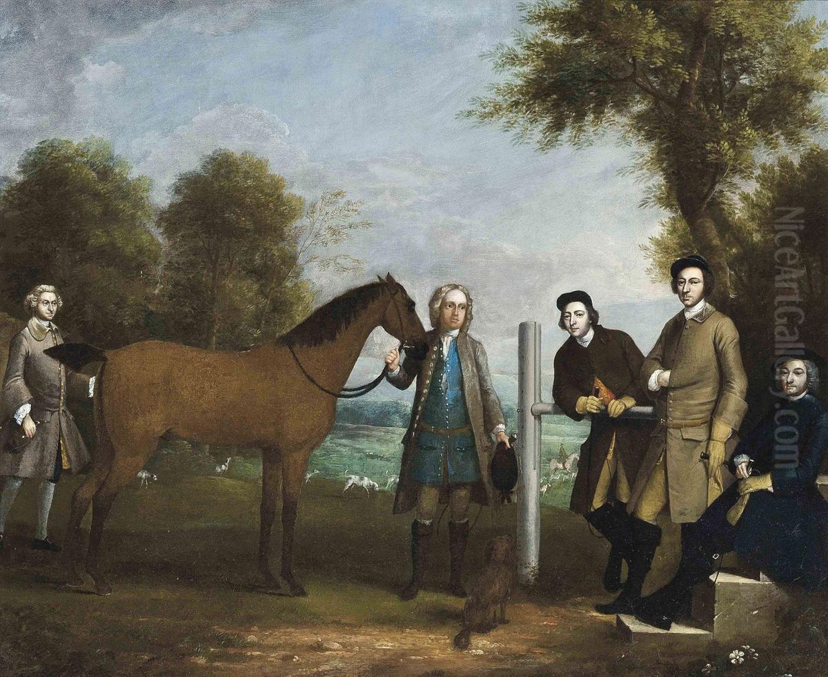 Group Portrait, Including Edward Chester Oil Painting by Arthur Devis