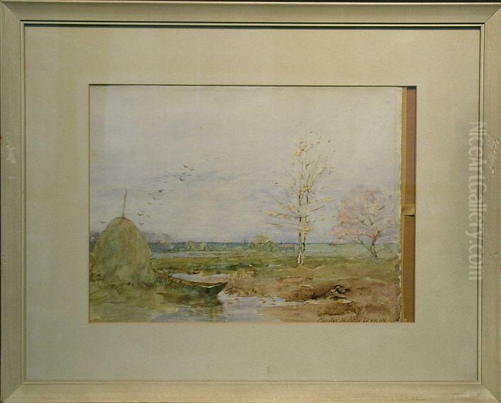 Boat At Low Tide Oil Painting by Charles Melville Dewey