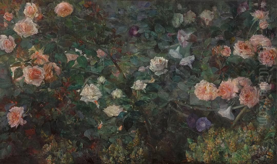 Rose Garden Oil Painting by Maria Oakey Dewing