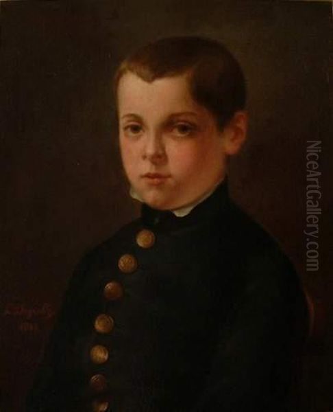 Portrait De Jeune Garcon Oil Painting by Theophile Louis Deyrolle