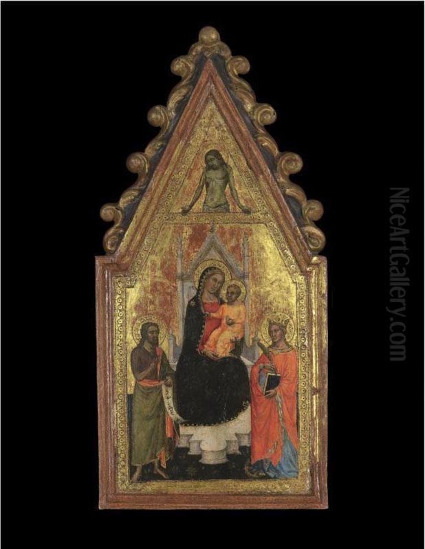 The Madonna And Child With Saints John The Baptist And Catherine Of Alexandria Oil Painting by Martino Di Bartolomeo Di Biagio