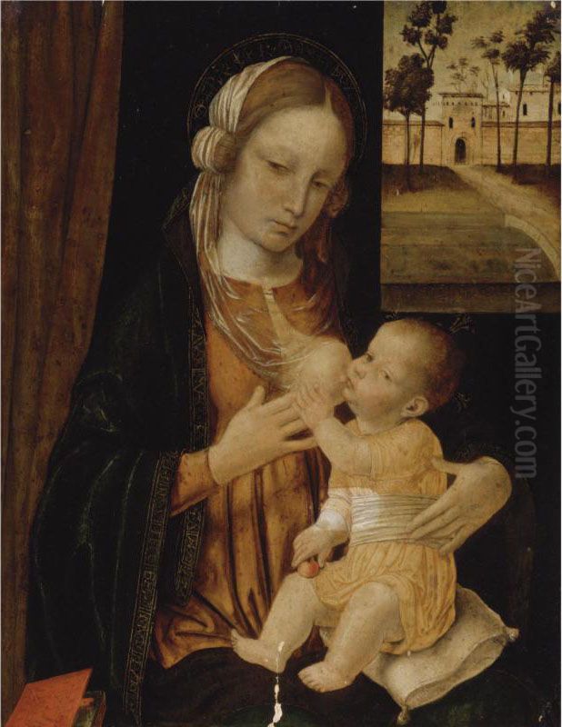 Madonna And Child Oil Painting by Ambrogio Stefano Di Borgognone