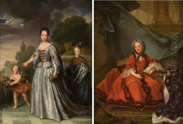 A) Ritratto Della Regina Maria Leszczynski (breve Biografia Dell'autore Sul Retro) 
B) Ritratto Della Regina Maria Leszczynski In Giardino Oil Painting by Benvenuto Di Giovanni Guasta