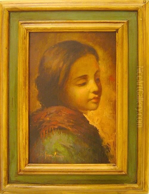 Ritratto Di Giovanetta Oil Painting by Luigi Di Giovanni
