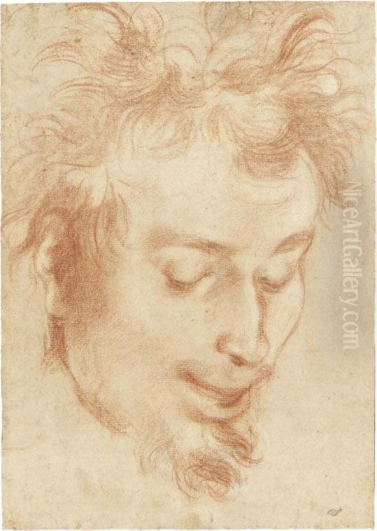 Head Of A Satyr, Looking Down Oil Painting by Giovanni Giovanni da San (Mannozzi)