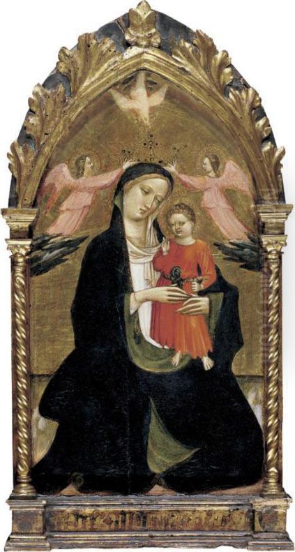 Madonna And Child Flanked By Two Angels Oil Painting by Dal Giovanni Marco Di Ponte
