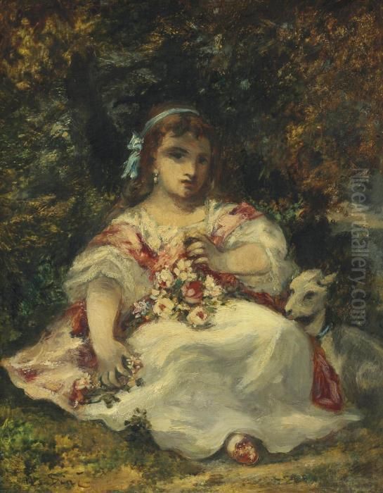 La Fille De Diaz Oil Painting by Narcisse-Virgile D Az De La Pena