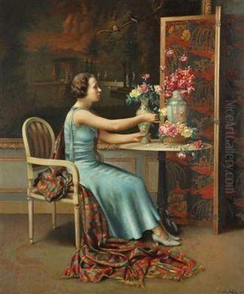 Portrat Einer Dame Oil Painting by Xaver Frantisek Diblik