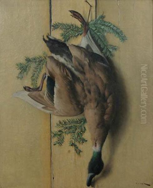 Wild Duck Oil Painting by Xaver Frantisek Diblik