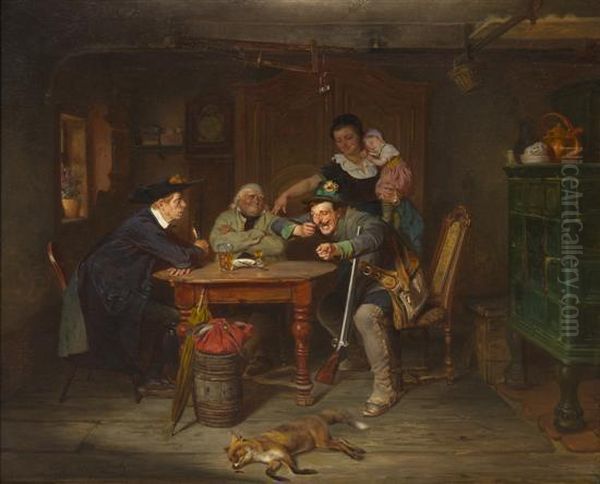 Pub Scene Oil Painting by Anton Dieffenbach