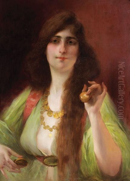 Jeune Femme Aux Castagnettes Oil Painting by Serkis Diranian