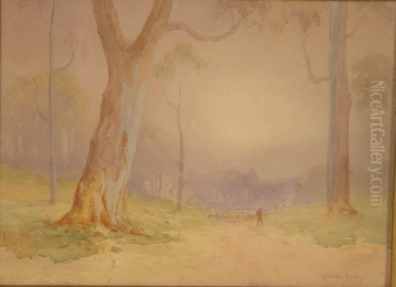 Shepherd & Sheep Oil Painting by James Swinton Diston