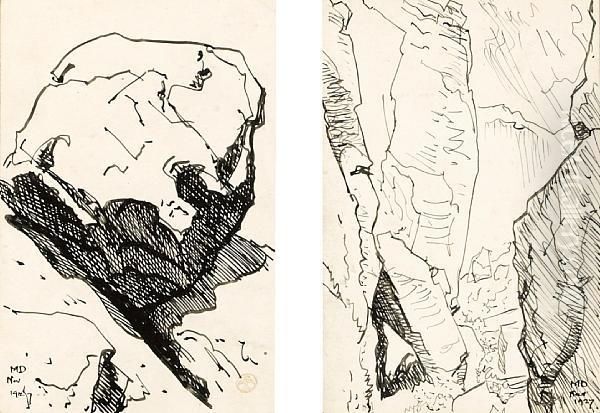 Study Of A Boulder Oil Painting by Maynard Dixon