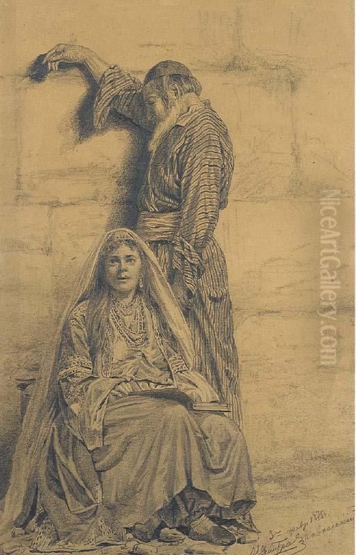 Reading The Koran Oil Painting by Lev Evgrafovich Dmitriev-Kavkazskii