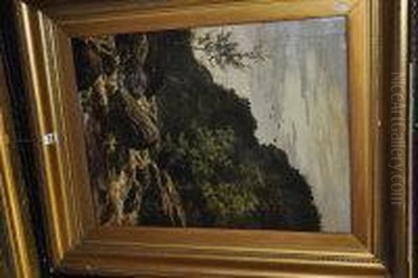 Highland Glen With Waterfall And Fishermen Oil Painting by Alexander Brownlie Docharty