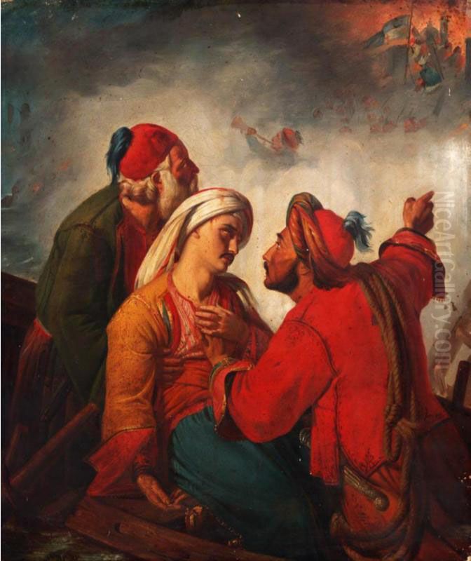 Greek Soldiers Oil Painting by Juvenal Le Jeune Dolard