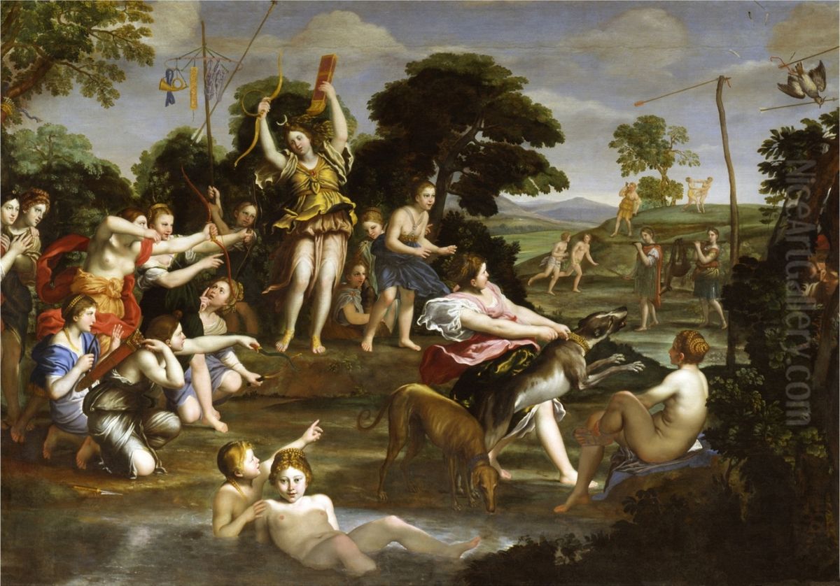 Diana And Her Nymphs Oil Painting by Domenico Zampieri (Domenichino)