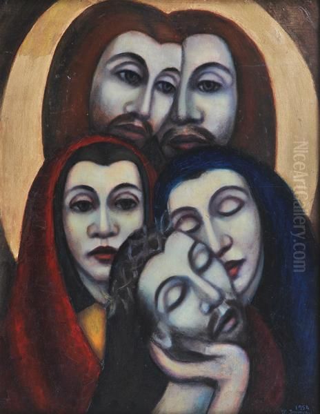 Christ And Followers Oil Painting by Joyce Donovan