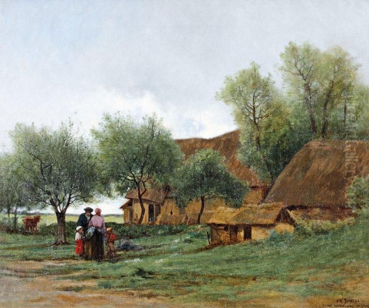 Vie A La Ferme A Yport Oil Painting by Charles Donzel