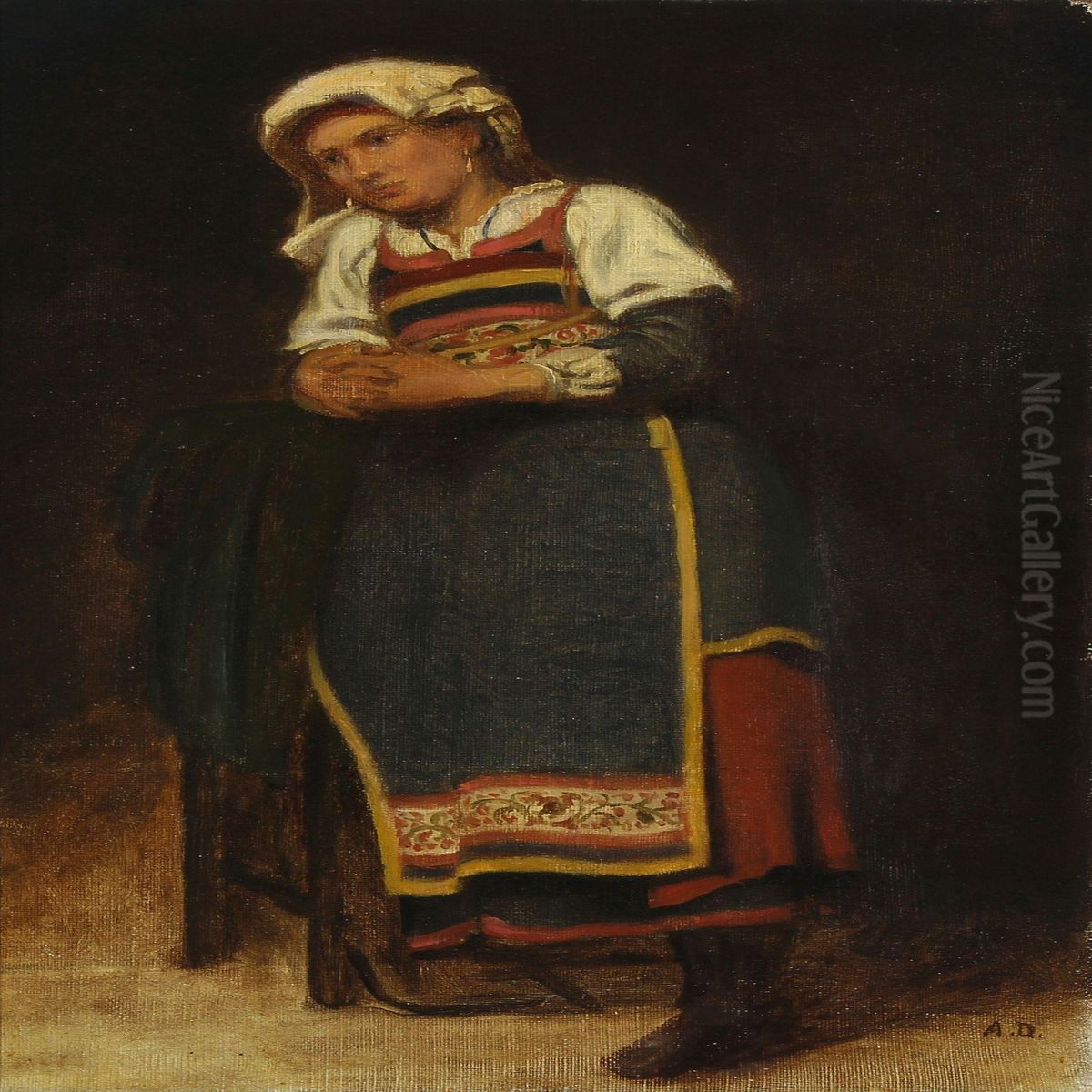 Study Of An Italian Woman Oil Painting by Anton Laurids Johannes Dorph