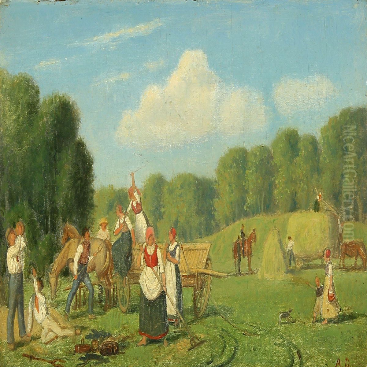 Harvest Scenery Oil Painting by Anton Laurids Johannes Dorph