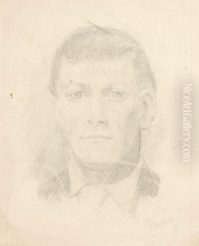 Konvolut Vondrei Bleistiftzeichnungen Oil Painting by Ferdinand Dorsch