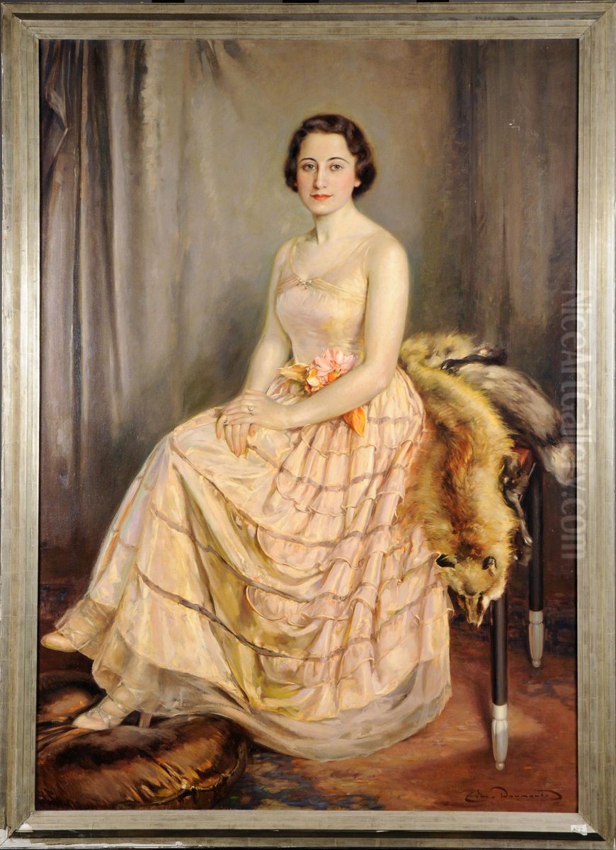 Elegante En Robe Du Soir Oil Painting by Edmond Doumont