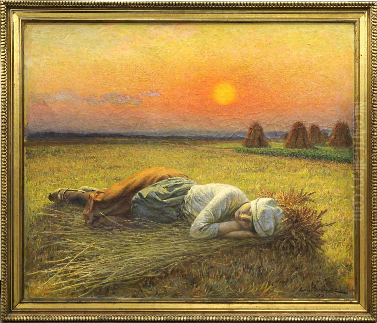 Faneuse Endormie Oil Painting by Edmond Doumont