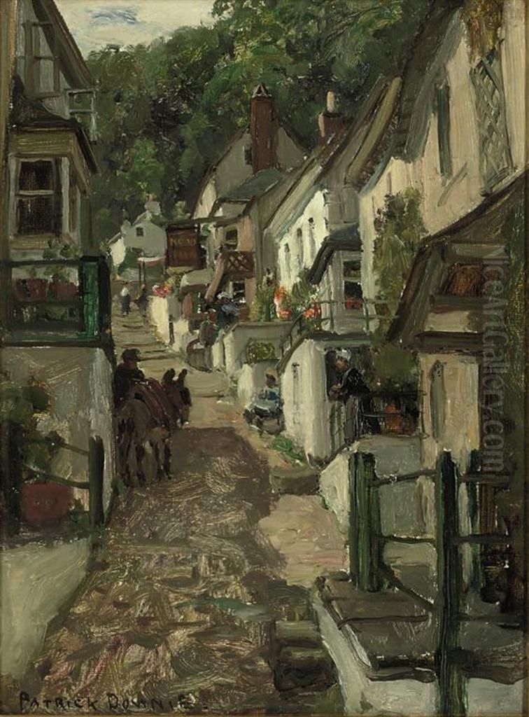 High Street, Clovelly, Devon Oil Painting by Patrick Downie