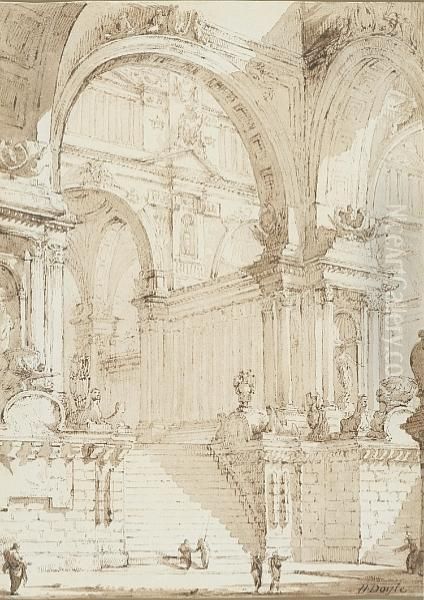 Architectural Capriccio After Piranesi Oil Painting by Hastings Doyle