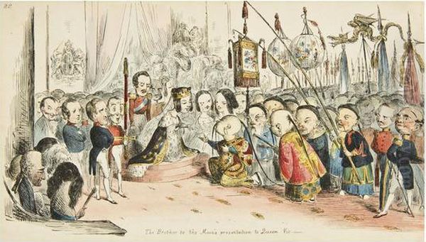 The Brother To The Moon's Visit To The Court Of Queen Vic Oil Painting by Richard Doyle