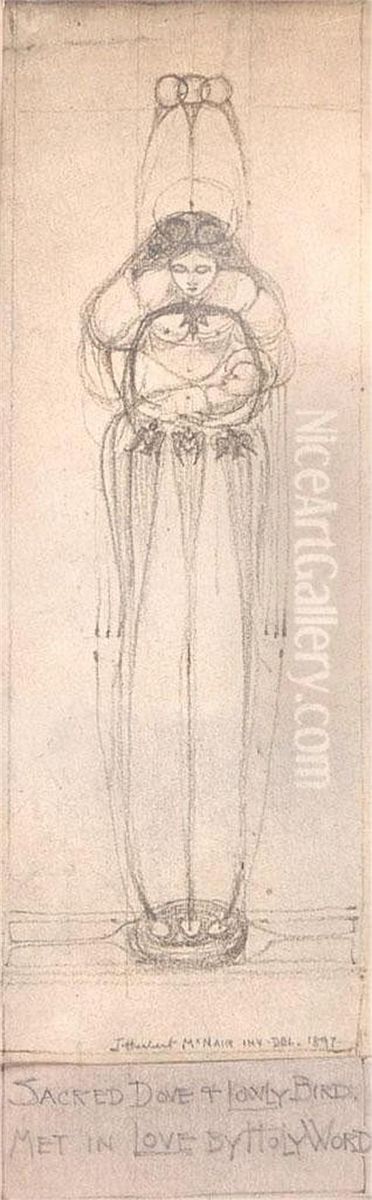 Sacred Dove And Lonely Bird, Met In Love By Holy Word. Oil Painting by Herbert James Draper