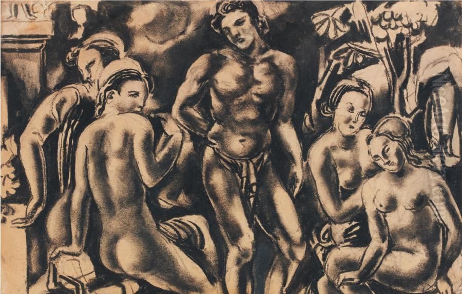 Les Baigneuses Oil Painting by Leon Ernest Drivier