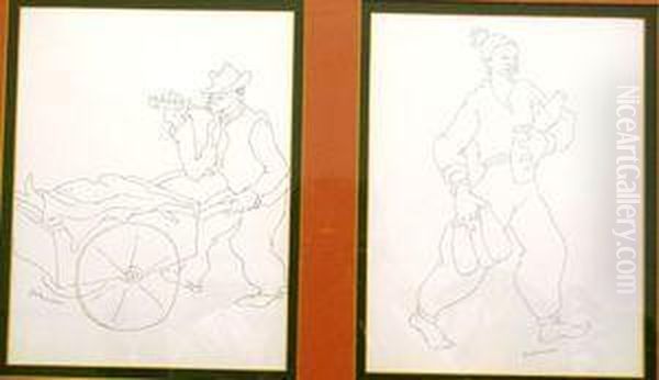 Fish Caller & Milkman Oil Painting by John Marsden Dronsfield