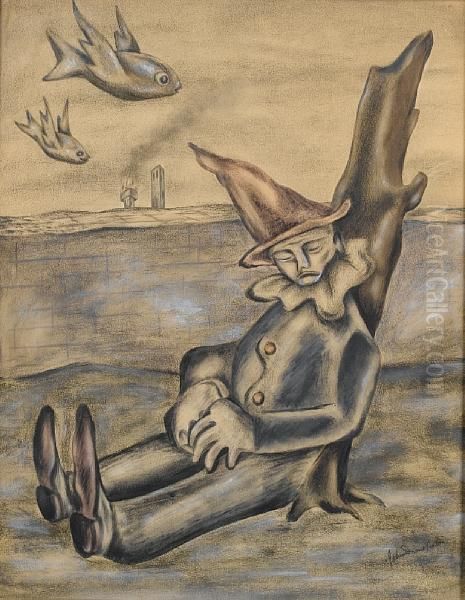 Dreaming Clown Oil Painting by John Marsden Dronsfield