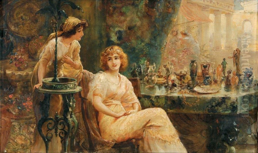 Jeunes Femmes Au Gynecee Oil Painting by Arthur Drummond