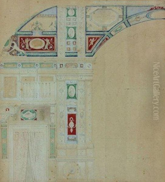 Projet Decoratif Pour Le Salon Du Chateau De Dampierre Oil Painting by Felix Louis Jacques Duban