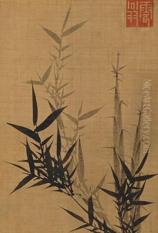 Bamboo Oil Painting by Yu Duck Jang