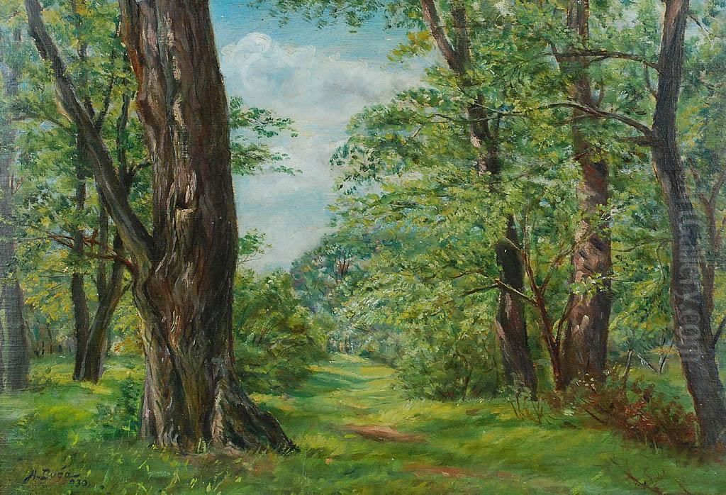 Pejzaz Lesny Oil Painting by Miron Duda