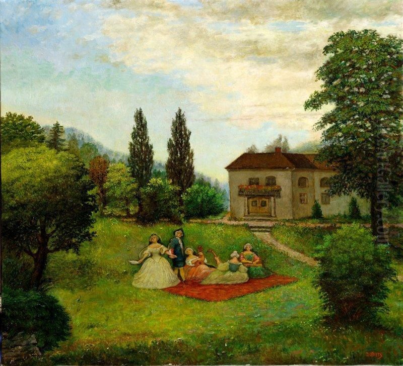 Galantna Scena V Parku Oil Painting by Andor Dudits