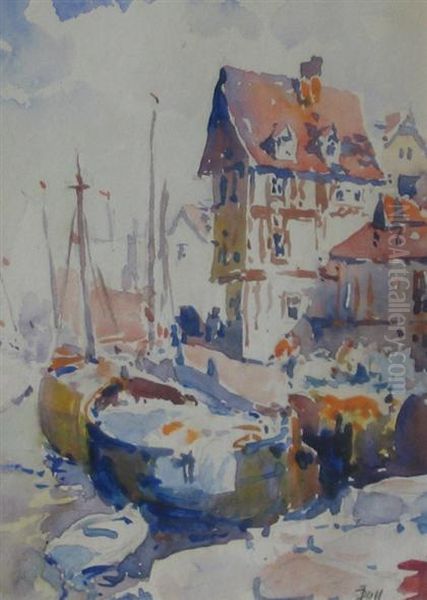 Philadelphia Street Scene Oil Painting by John J. Dull