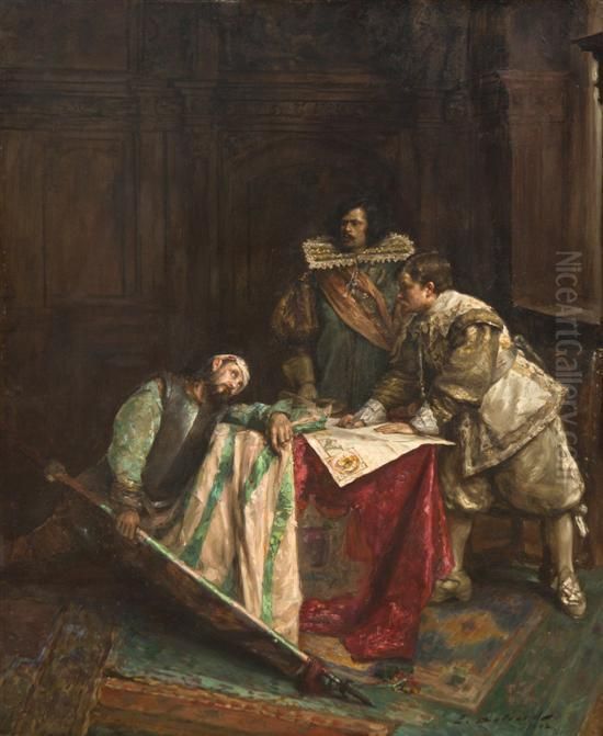 A Change In Strategy Oil Painting by Hippolyte Francois Duluard