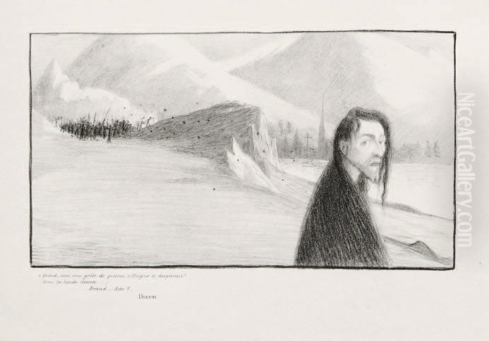 Brand Acte V. Projet De Programme Pour Ibsen. Oil Painting by Maurice Dumont