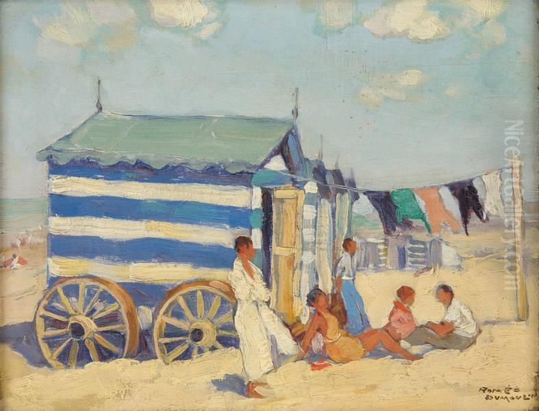 Un Dimanche A La Mer Du Nord Oil Painting by Romeo Dumoulin