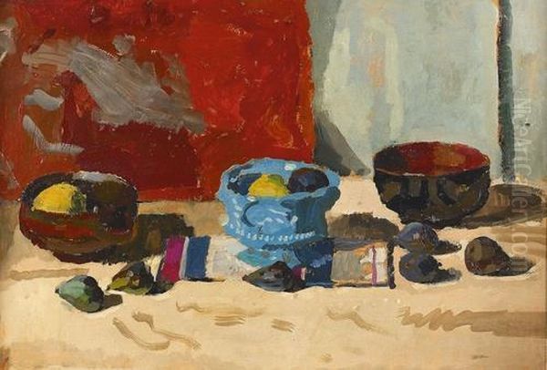 Stillleben Mit Feigen, Schusseln Und Zitronen. Oil Painting by Rodolphe Dunki