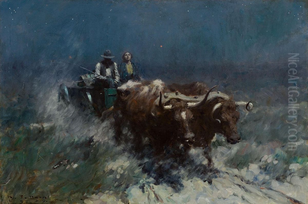 Prairie Homesteaders Coming Home Oil Painting by Harvey T. Dunn
