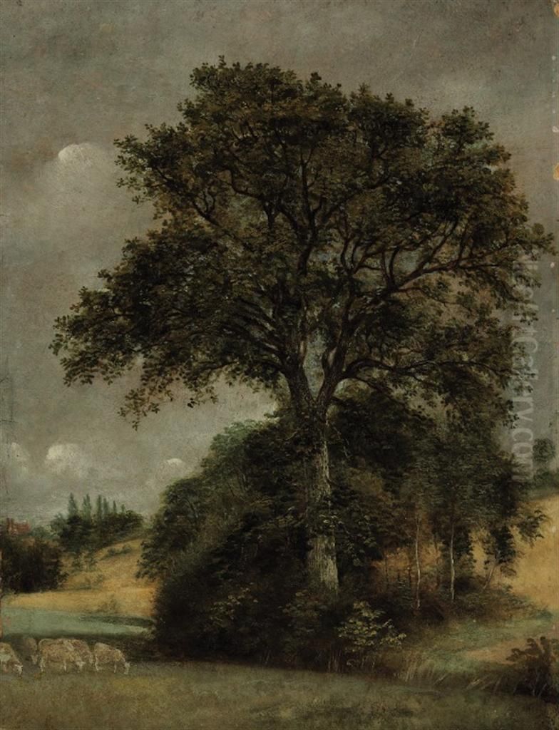 Sheep Grazing By A Pond Oil Painting by John IV Dunthorne