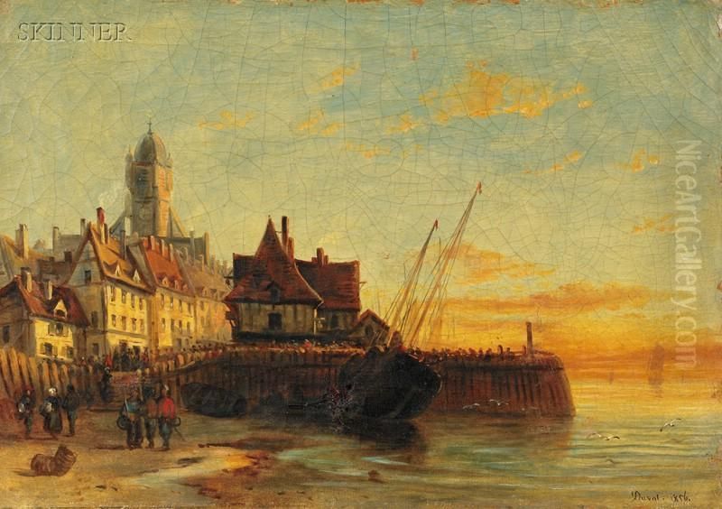 Coastal View Oil Painting by Etienne Duval